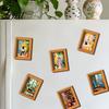 Decorative Frames for Office Whiteboards Cute Cat Magnetic Fridge Magnet, Vintage Wooden Picture Frame, Fun Photo Display Small Pictures Scene