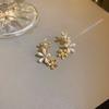1 Pair Stud Earrings for Women, Micro-Paved Cubic Zirconia Flower Design Ear Studs, Jewelry Gift for Daily Wear