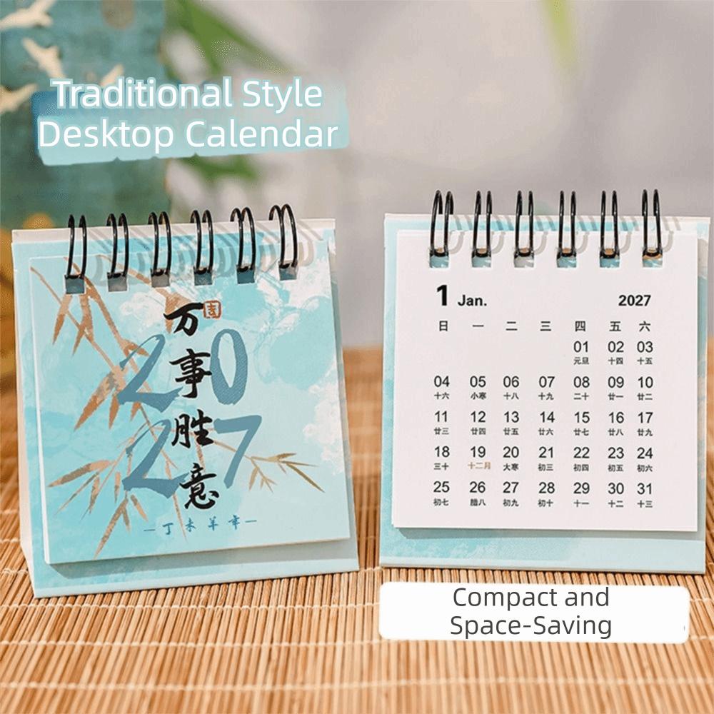 Standing Design 2027 Desktop Calendar Metal Coil Spiral Desk Calendar  Office Desk