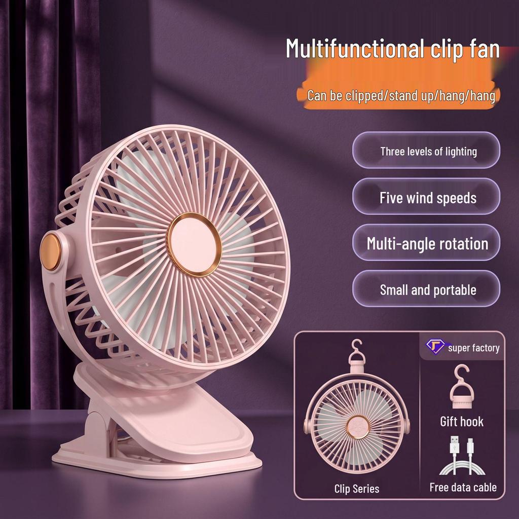 Portable Folding Desktop Fan with Long Battery Life - Clip, Stand, or Hang for Office Use