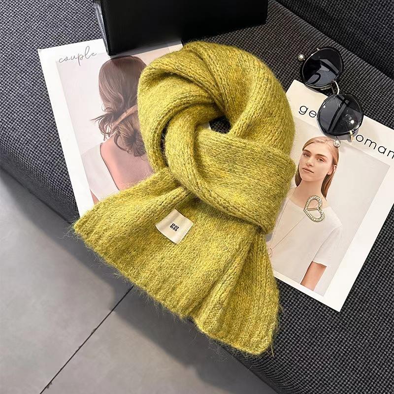 Solid Color Winter Knitted Scarf Unisex Neck Shawl Wraps Warm Windproof Women Men Korean Fashion Versatile Outdoor Long Scarfs