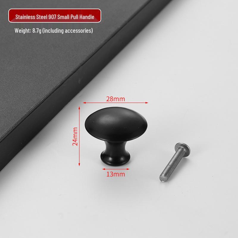 Black Mushroom Style Round Stainless Steel Cabinet Handle