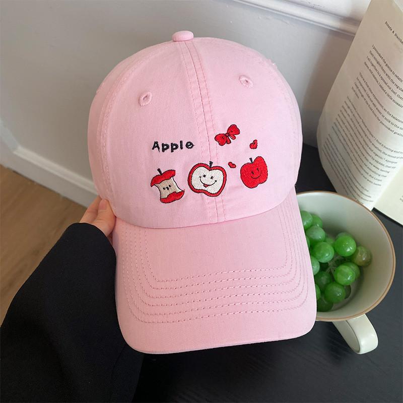 Cute Baseball Red Hat With Apple Embroidery Ideal For Spring Outfits For Women