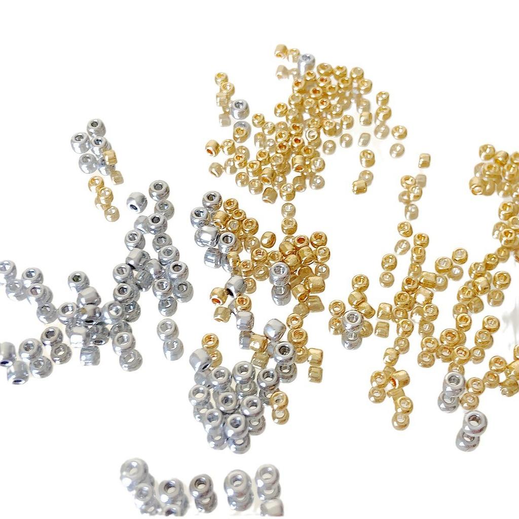 Perline di Rocaille Premium da 3mm Elettrolitiche Oro e Argento per Creazione di Gioielli Fai da Te