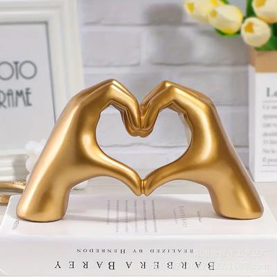 1PC Two-handed Love Ornament Resin Handicraft Home Decoration Gift Bedroom Desktop Decoration Than Heart Gesture