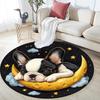 Sleeping Puppy Round Area Rug,Carpet Rug for Living Room Bedroom Sofa Playroom Decor,Non-slip Floor Mat