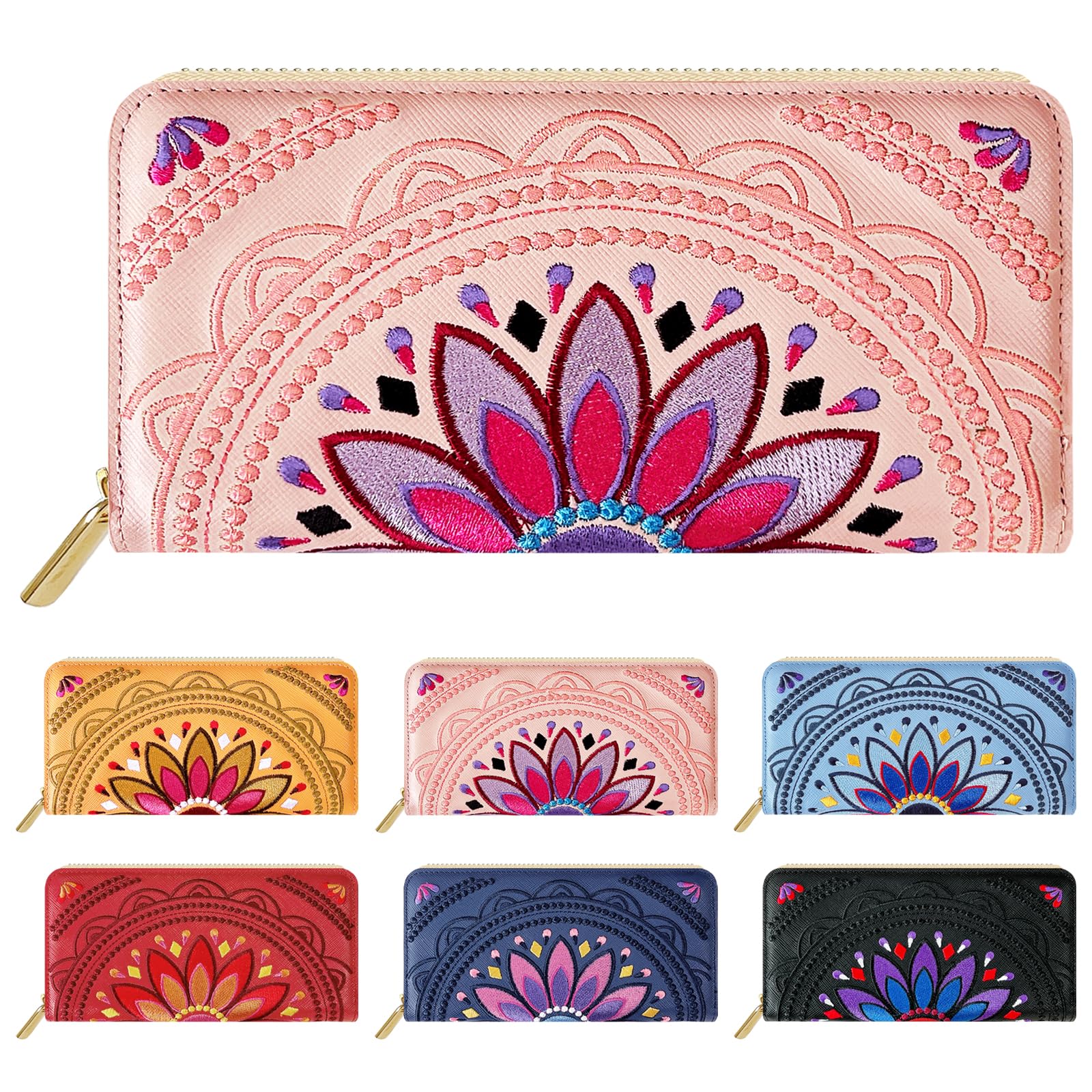 

Trendy Yamagishi Saffiano Leather Long Genuine Card Coin Bill Ethnic Pink Wallet, Leather, Women s, Slots, Purse, Compartment, Zipper-Around Design, рожевий
