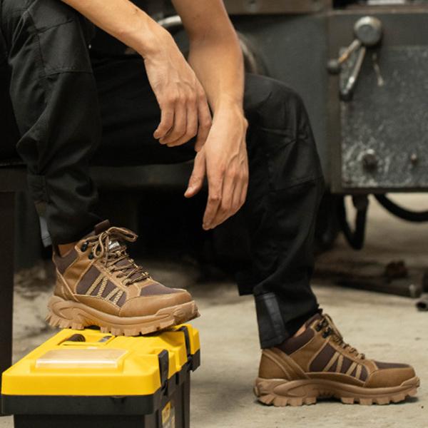 Men's Anti-Puncture Breathable Safety Protective Shoes Steel Toe Wear-resistant Work Boots Men's Protective Hiking Boots Plus Size 36-48