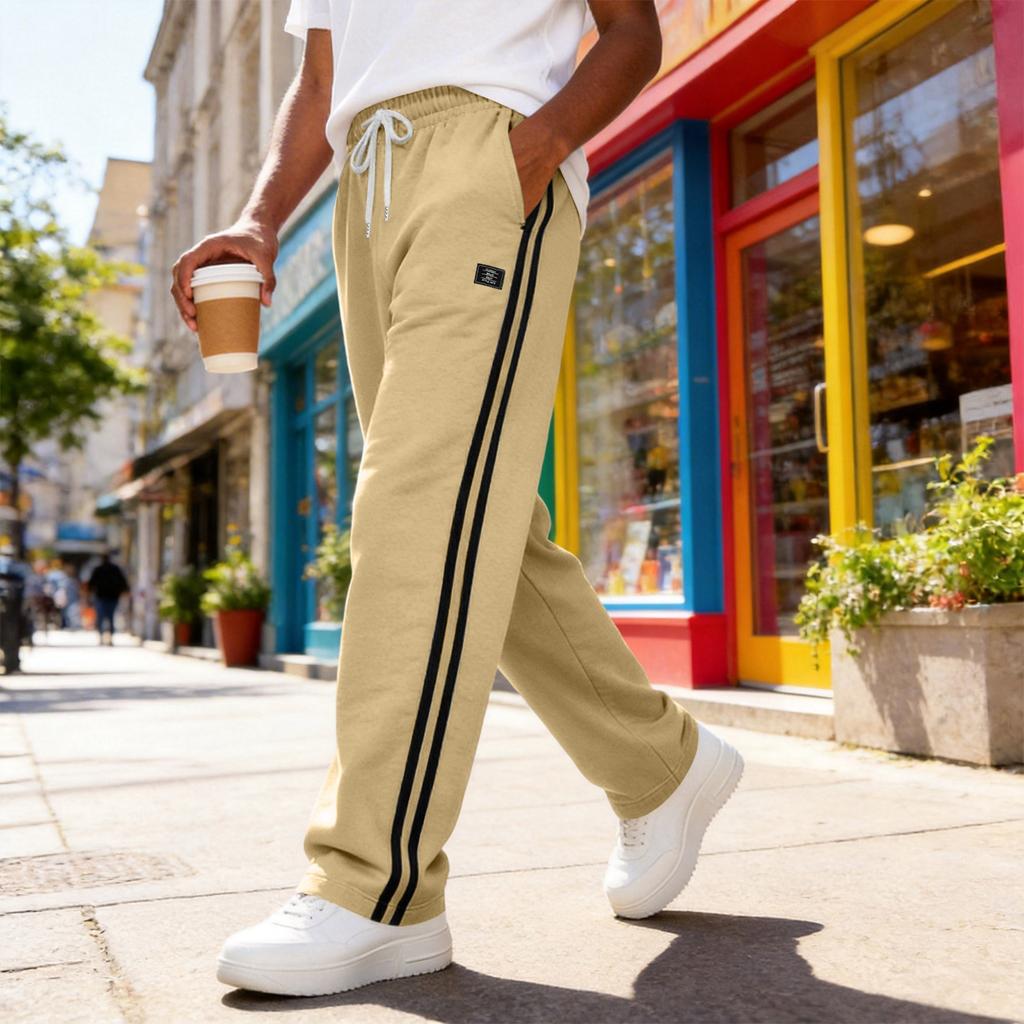 Pantaloni della tuta larghi da uomo con coulisse in vita e laterali per lo sport e il tempo libero