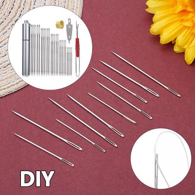 Tools Embroidery Cross Stitch Hand Sewing Needle Mending Craft Sew Pins Kit Large Eye Needles