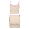 American Spicy Girl Slimming Color Block Letter Print Camisole & Low Waist Drawstring Midi Skirt Set