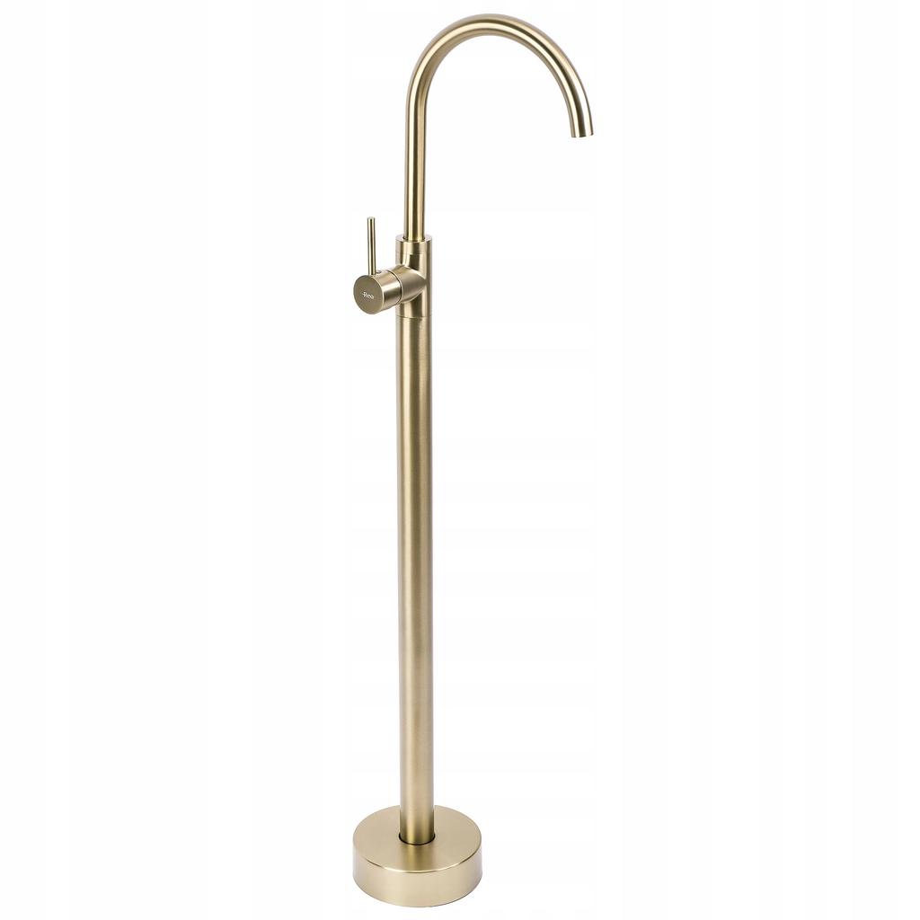 Lungo Freestanding Brushed Matt Gold Floor Washbasin Tap