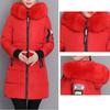 Women's Autumn Winter Fashion Casual Cotton Jacket Fur Collar Warm Thick Overcoat Slimming Long Hooded Parka Coats