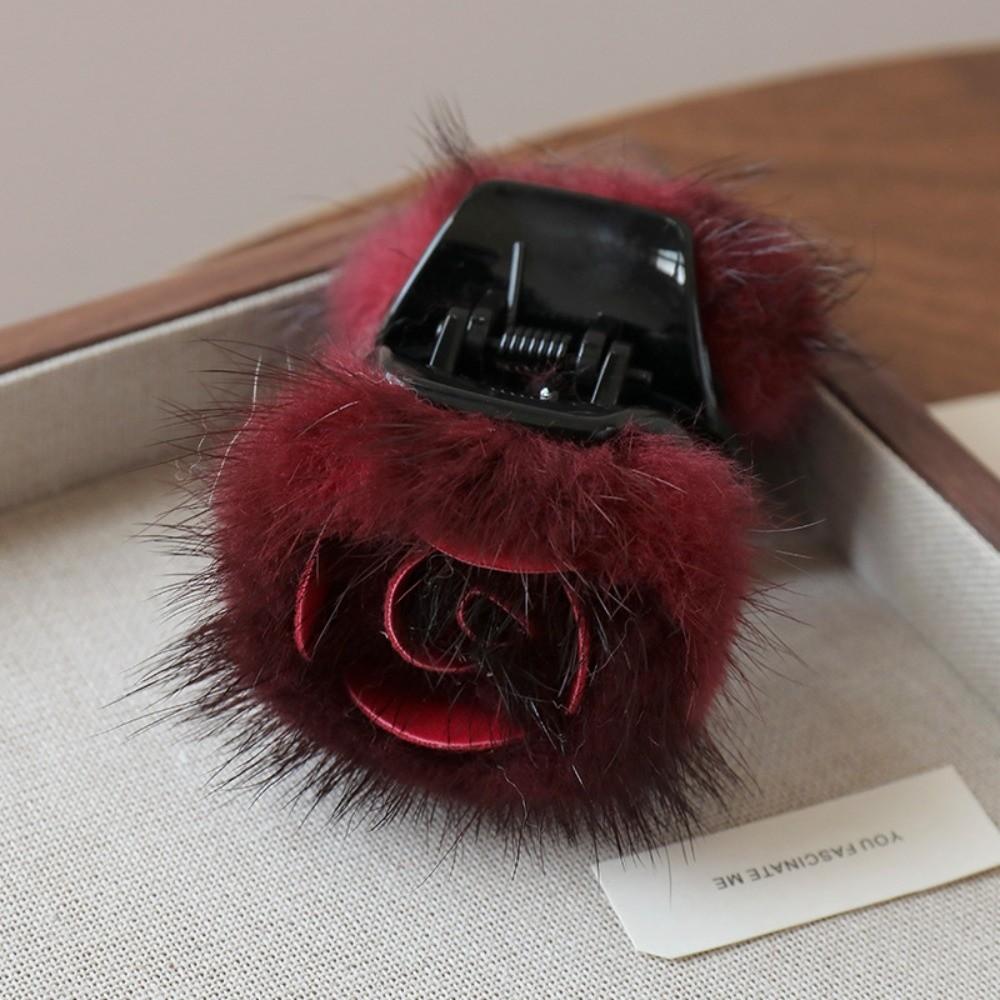 Soft Fur Half Updo Hairpins Hair Decoration Plush Hair Claw Fashion Ponytail Holders  Women