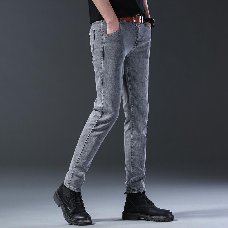 Pantaloni da uomo a gamba dritta, vestibilità slim, comodi, elastici, a vita media, pantaloni casual in denim da uomo