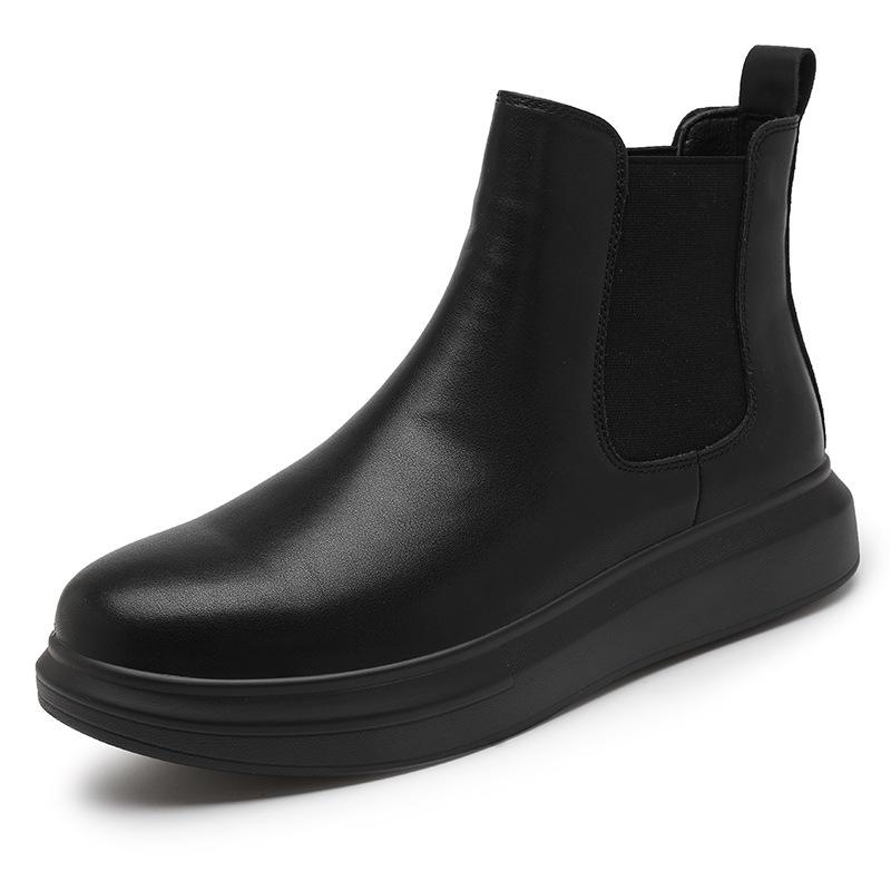 Vintage Mens Winter Chelsea Boots Hightop Leather Boots Autumn Men's Hightcut Walking Casual Platform Bootie