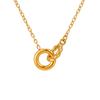 Temperament Wind Niche Design Versatile Clavicle Chain Female, Double Ring Interlocking Stainless Steel Necklace Nc-2385