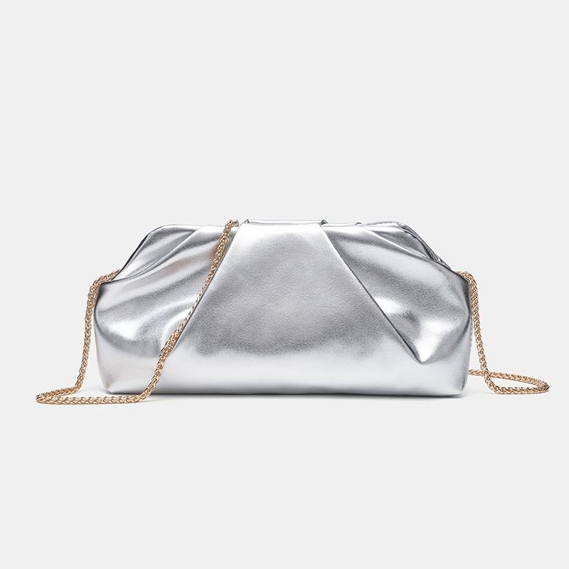 Fashion Gold Chain Y2K Underarm Bag Women Pleated Solid Color Luxury Design Shoulder Bag Ladies Harajuku Versatile Handheld Bags