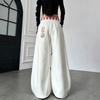 Unisex Wide Leg Pants With Letter Stripe Print High Street Style Loose Fit Casual Trousers Fall