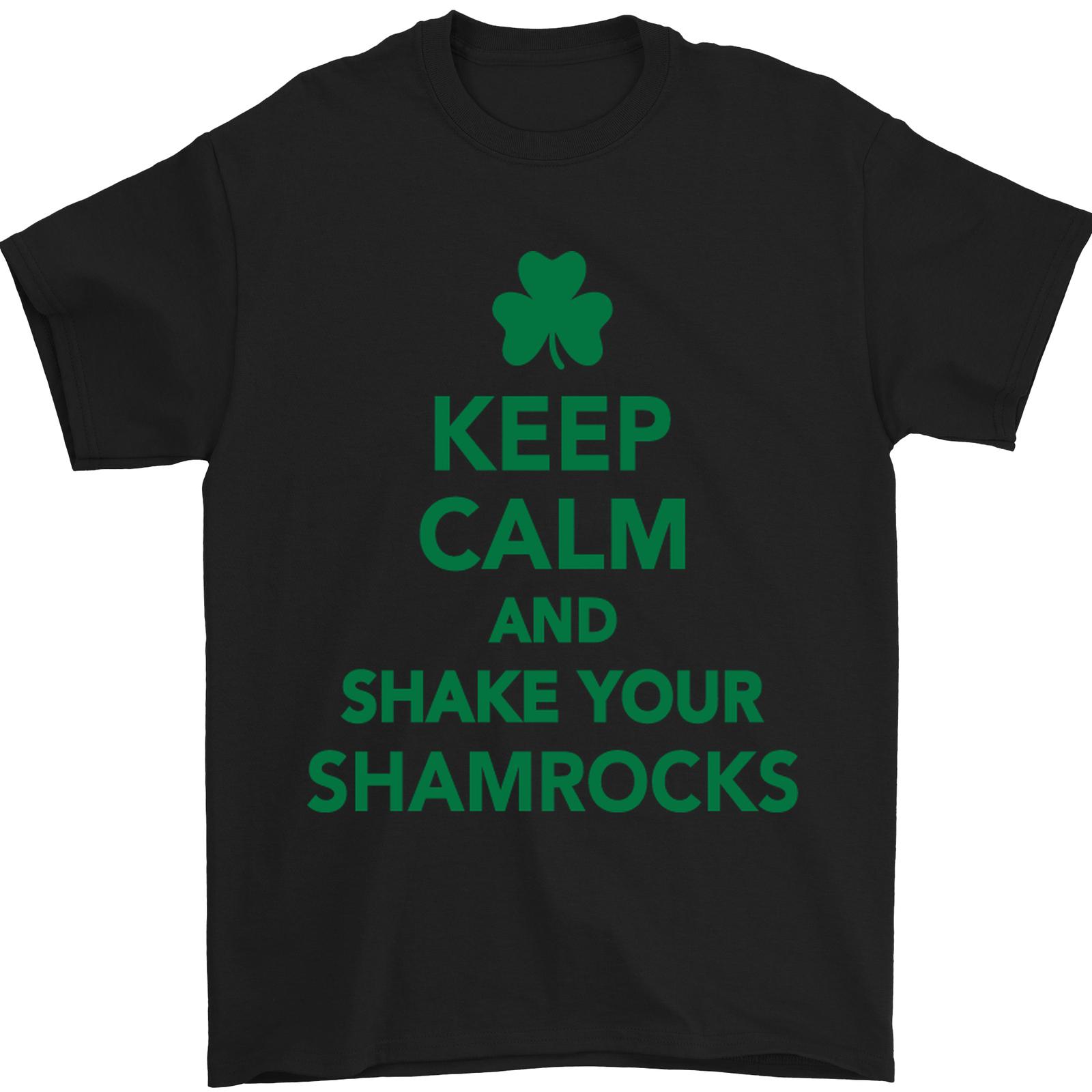 Keep Calm & Shamrocks St. Patrick s Day 100% Cotton T-Shirt- XXXXL