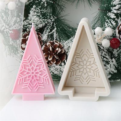 Christmas Triangle Christmas Tree Silicone Mold DIY 3D Snowflake Pattern Design Suitable Candle Soap Gypsum Holiday Cake Mold