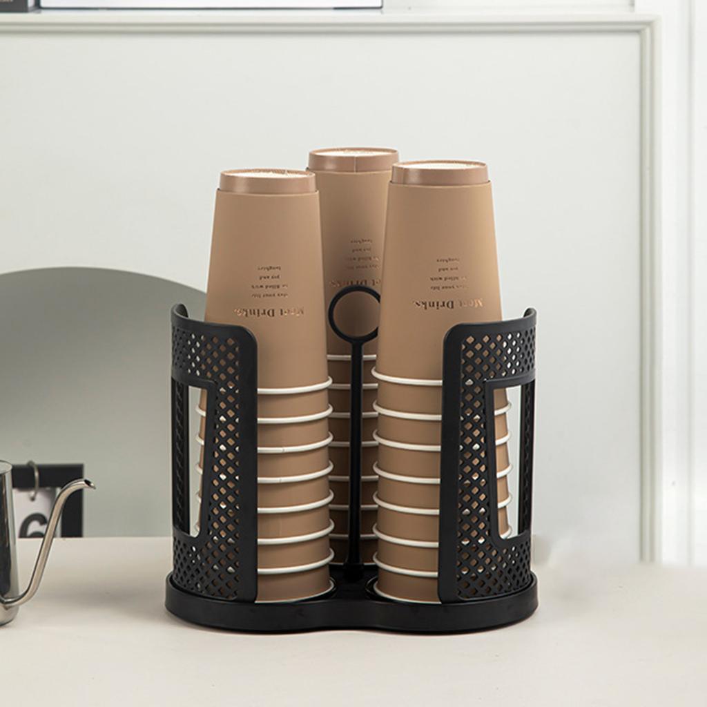 Sturdy Cup Organizers With 360 Degree Rotation For Easy Access To Disposable Plastic And Paper Cups 3Compartments