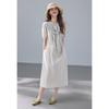 Fenghe Korean Style Summer Lazy Light and Thin Round Neck Waist Short Sleeve Dress