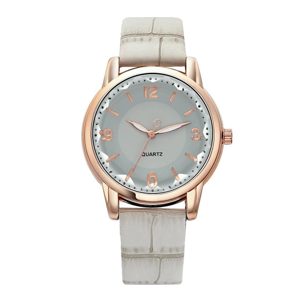 Women's Crocodile Pattern Leather Quartz Watch with Inner Shadow Numerals