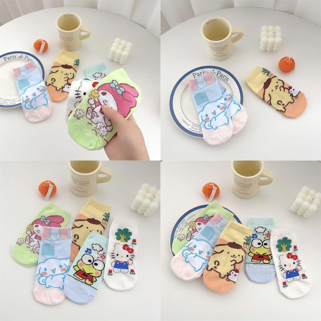 Niedliche Cartoon-Baumwollsocken für Mädchen, atmungsaktiv und rutschfest, kurze, unsichtbare Socken mit Motiven für Frühling/Sommer)