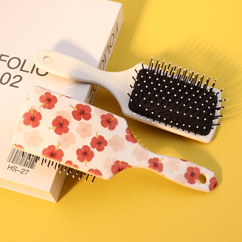 1 Piece Flower Themed Printed Air Cushion Comb, Cute Girl Hairstyle Comb, Ergonomic handle,Special for Real Hair Wigs