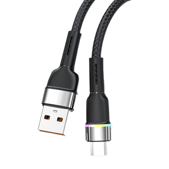 

Кабель для быстрой зарядки данных мощностью 66 Вт с семицветной интеллектуальной подсветкой. Высокоскоростная передача. Конструкция с защитой от разрушения. Зарядный кабель типа C для IPhone. Lighnting чёрный