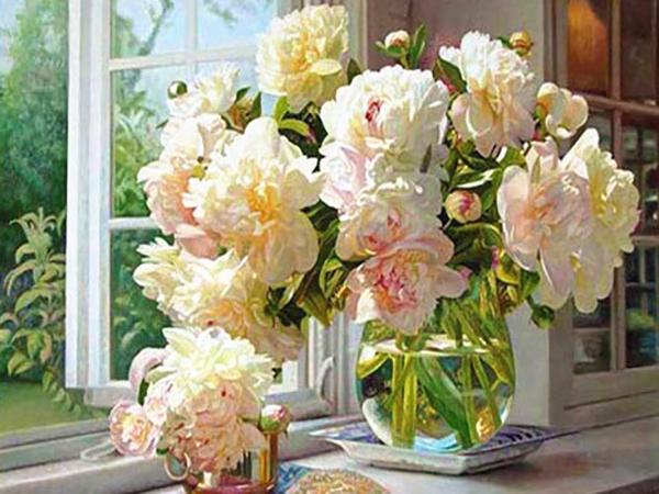 

Алмазная картина Пион Цветок 5D DIY Kit Мозаика Бисер Вышивка Горный Хрусталь Картина Украшение Дома Full Round 20x25CM