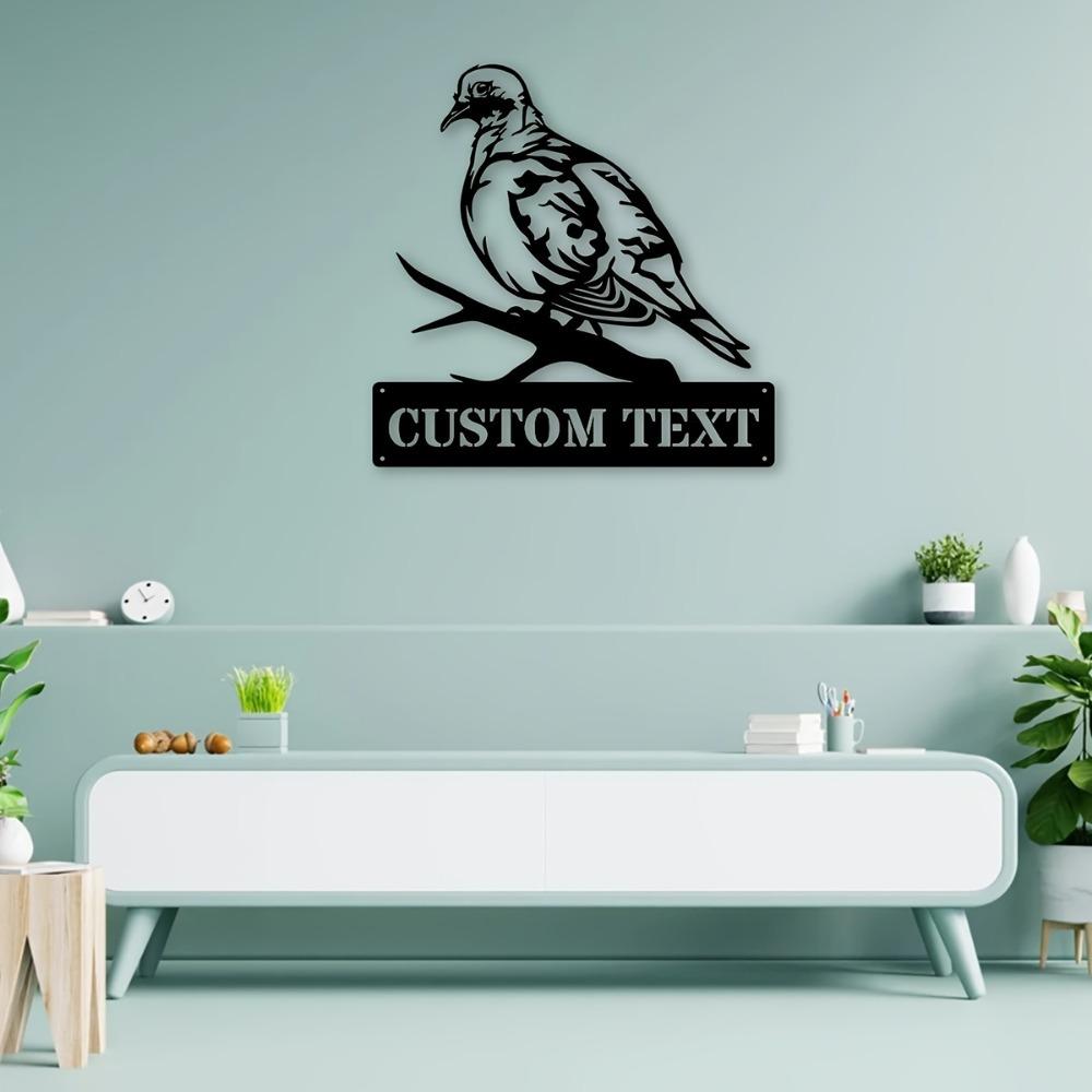 Personalized Bird Metal Wall Art Custom Text Modern Sculpture Indoor Outdoor Holiday Decor