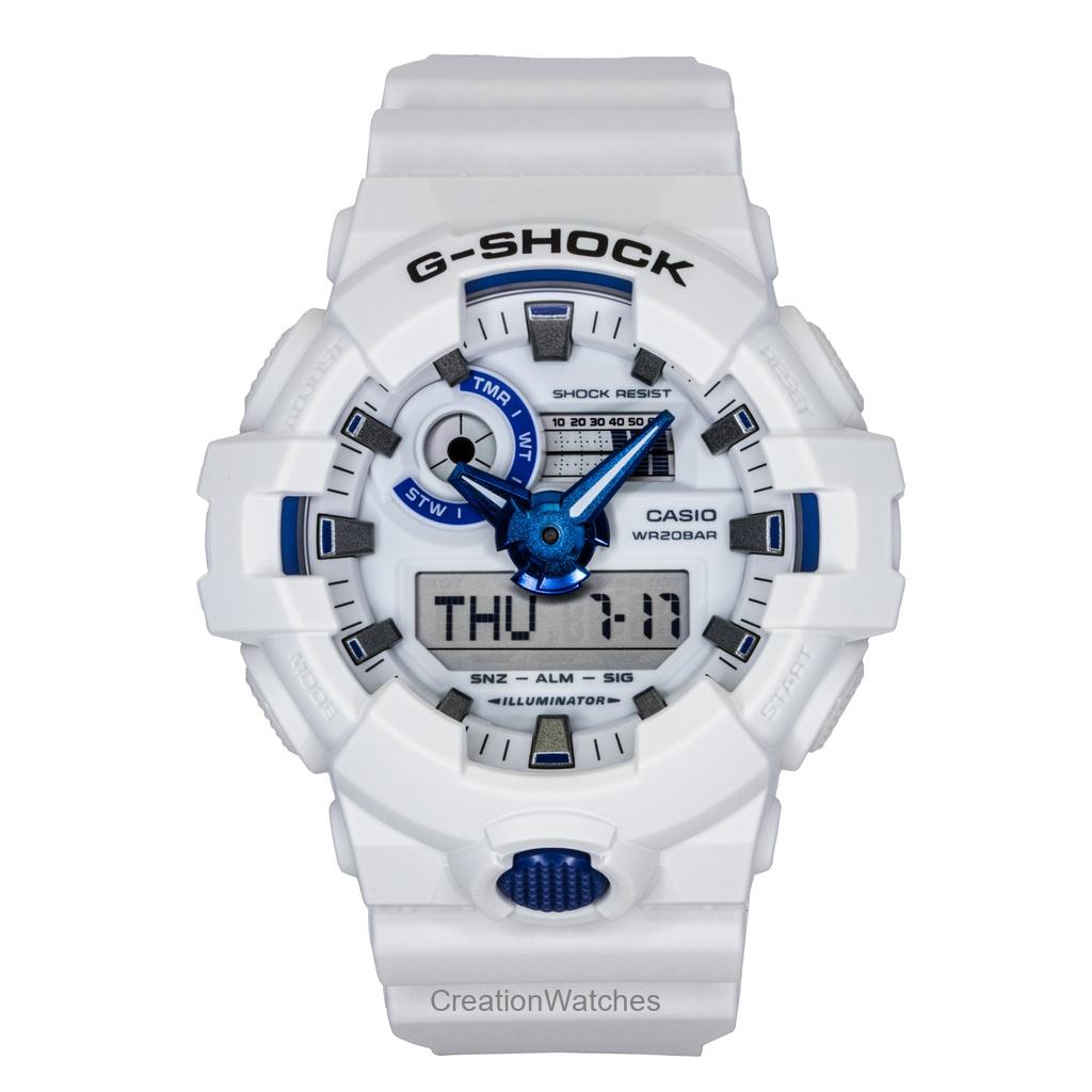 

Casio G-Shock Аналогово-цифровые часы с полимерным ремешком, белый циферблат, кварцевые GA-700HDS-7A 200М Мужские часы белый