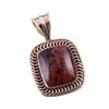 Natural Mahogany Obsidian Gemstone 925 Solid Silver Two Tone Pendant 1.50" U3C97