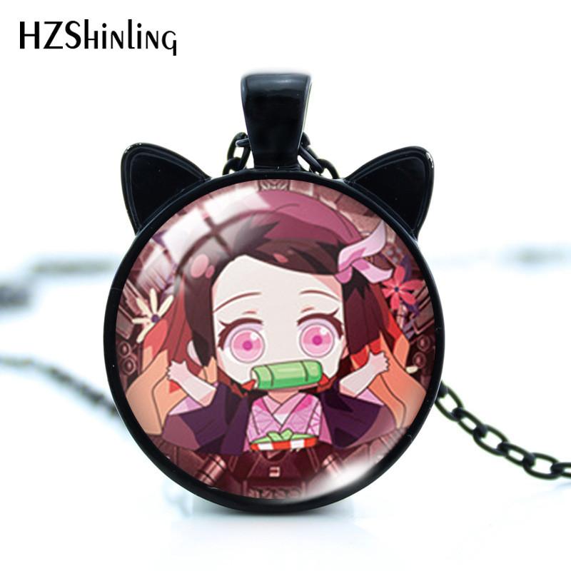 Alloy Necklace Fashionable With Tanjiro And Butterfly Shinobu Characters And Stunning Pendant Cat