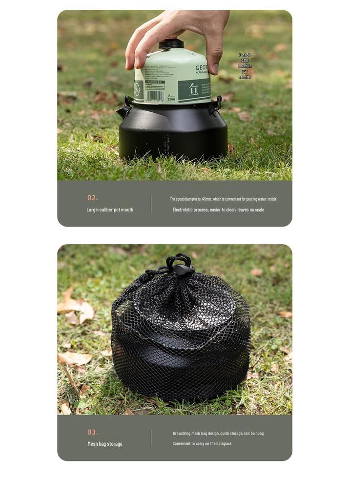 Koman BKSW-1 Portable Stainless Steel Camping Kettle and Tea Infuser for Outdoor Cooking and Boiling Water