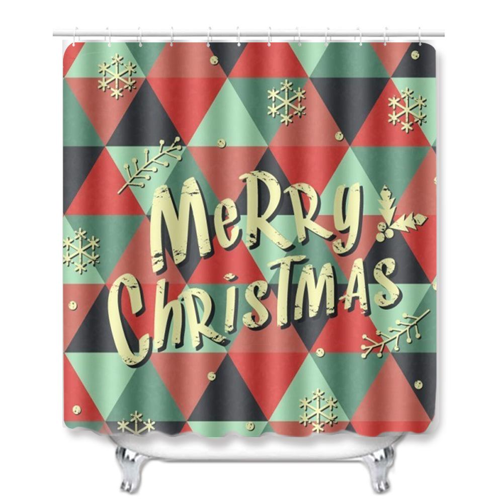 Christmas Home Door Mat Bathroom Shower Curtain Floor Mat Combination Four-Piece Set Bedroom Living Room Carpet