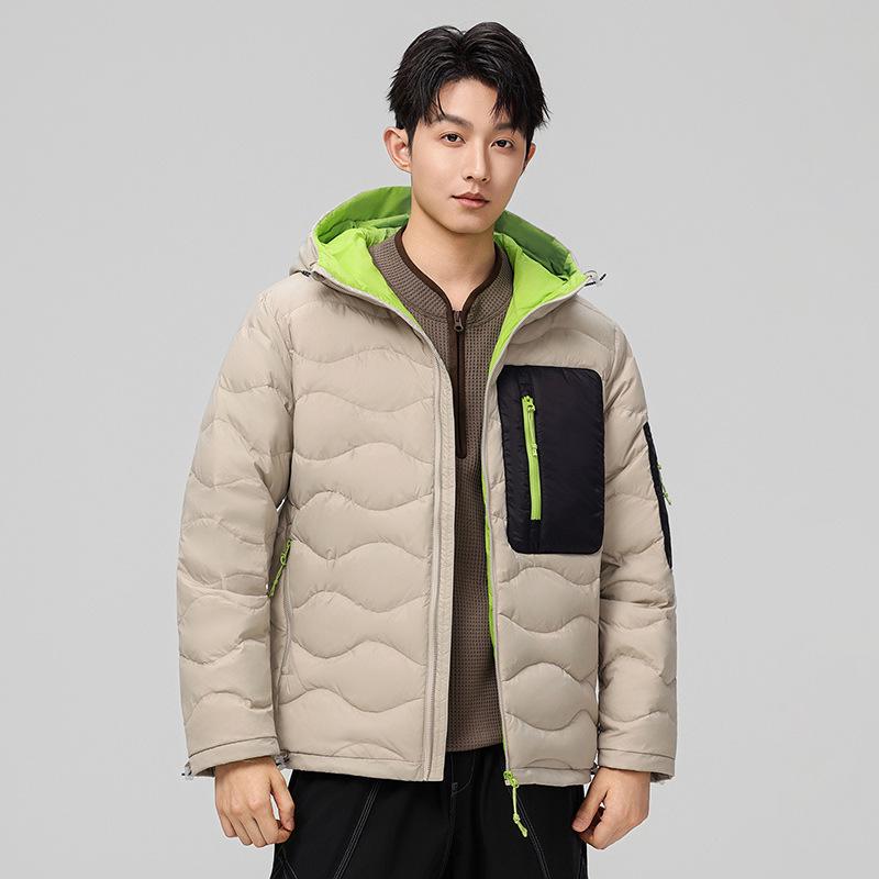 

Men s Hooded Winter Down Jacket - Thick, Warm, Loose Fit, Youth Trend. 3XL песочный