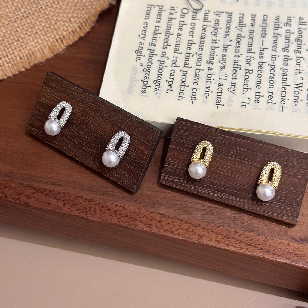 Douyin Live Korean Simple Pearl Fashion Personality Temperament Stud Earrings Jewelry