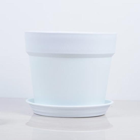 Plant Pot with Drainage Holes Plastic Flowerpot with Saucer Modern Flower Pot for Indoor Outdoor Plants Office Desk Garden