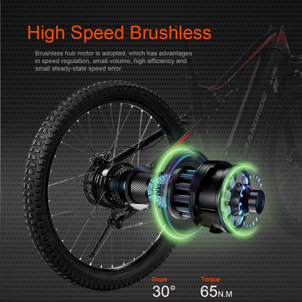 Elektrické kolo celoodpružené Randride 27,5" 1000W motor Dospělé elektrokolo 48V 17AH Maximální rychlost 45 km/h 21 rychlostí Černé YG90B