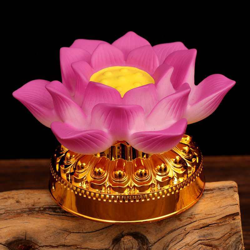 Seven-Color LED Lotus Lamp: Dual-Power Buddha Offering Light with Everlasting Seven Stars Illumination