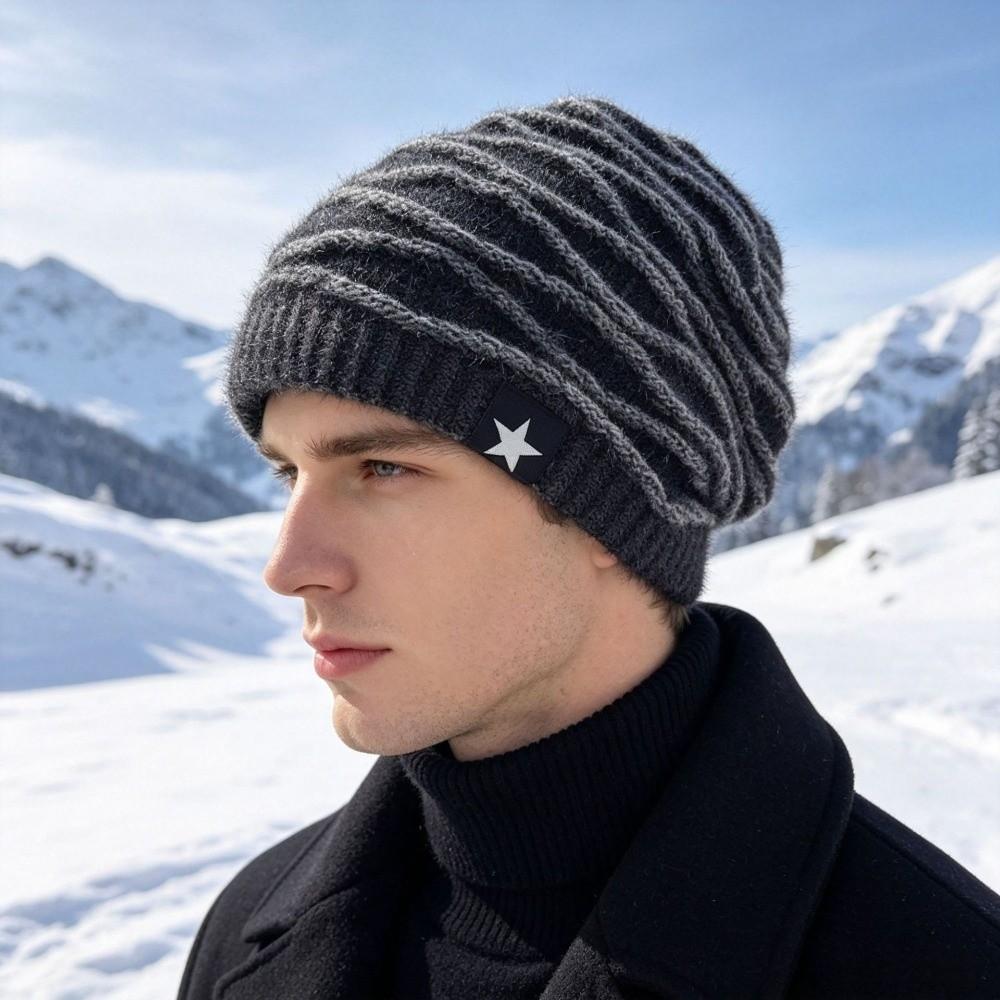 Thickened Knit Cuffed Brim Beanie Fleece Lined Cuffed Beanie New Warm Knit Hat Cold Weather