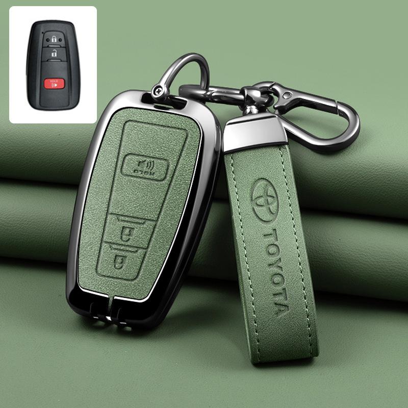 Leather Car Smart Remote Key Case Cover Shell for Toyota Avalon Camry RAV4 Prius CHR C-HR Corolla Land Cruiser Prado Keychain Ca