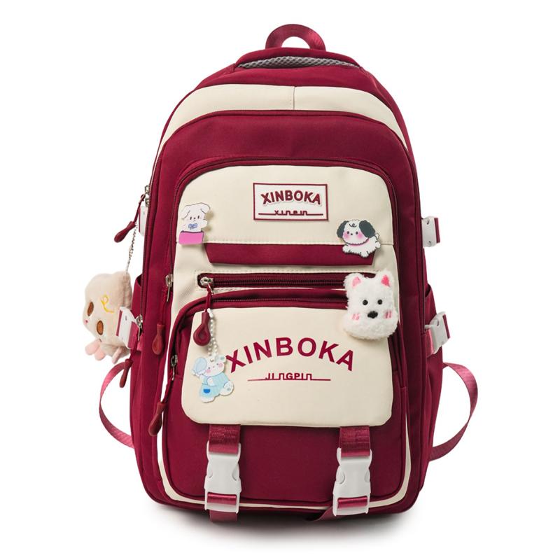 Contrast Color Student Schoolbag Letter Printed Women s Large Capacity Backpack