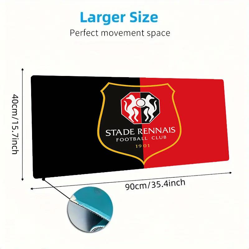 Stade Rennais FC Mouse Pad, Large Gaming Desk Mat, Non-slip XXL Mousepad for Laptop & Tablet, Mini PC Playmat with Stitched Edges