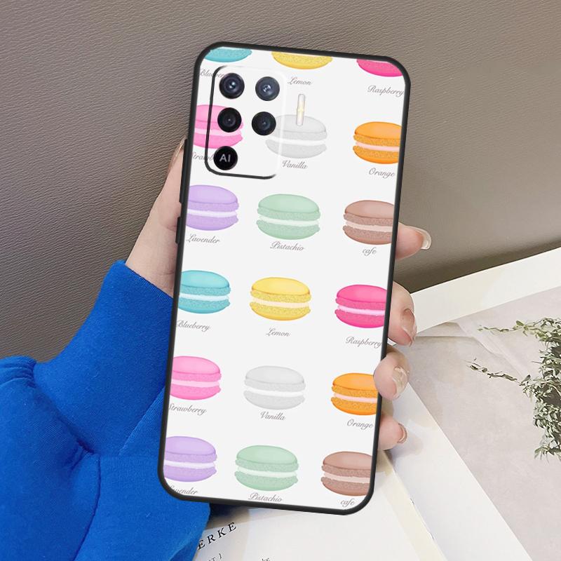 Macarons Cake Dessert Case For Oppo A77 A57 A17 A60 A80 A40 A74 A54 A94 A78 A98 A18 A38 A58 A96 A76 A16 A15 A5 Pro
