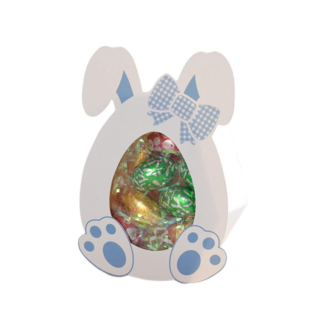 

10PCS Pink Blue Easter Gift Box Eggs Visual Window Cartoon Rabbit Ear Candy Case Easter Decoration Candy Snack Packaging Boxes 5x5x5cm синий