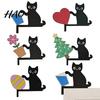 Cute Cat Door Corner Decor Wooden Cartoon Frame Pendant, Black Charming Entryway Decoration, Decorative Wall Sticker for Photo Frames And Cabinets